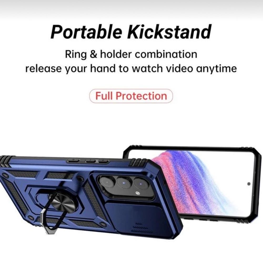 Samsung Galaxy S25 Ultra Case Cover Sleek Blue with Rotating Ring Stand - Picture 5 of 9